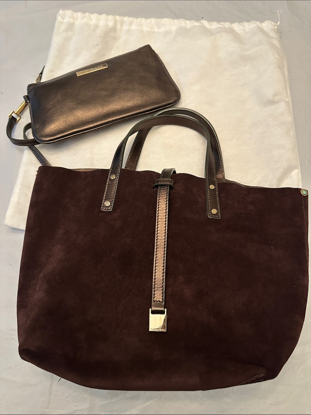 Tiffany & Co Dark Brown Suede Reversable Bag